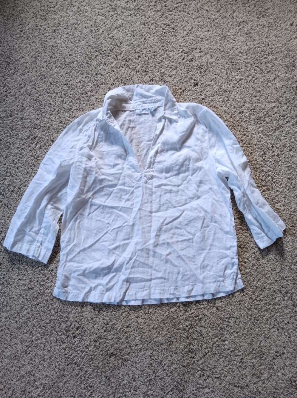 Sigrid Olsen White Women Lightweight Tunic Top Lagenlook Medium Half Sleeve
